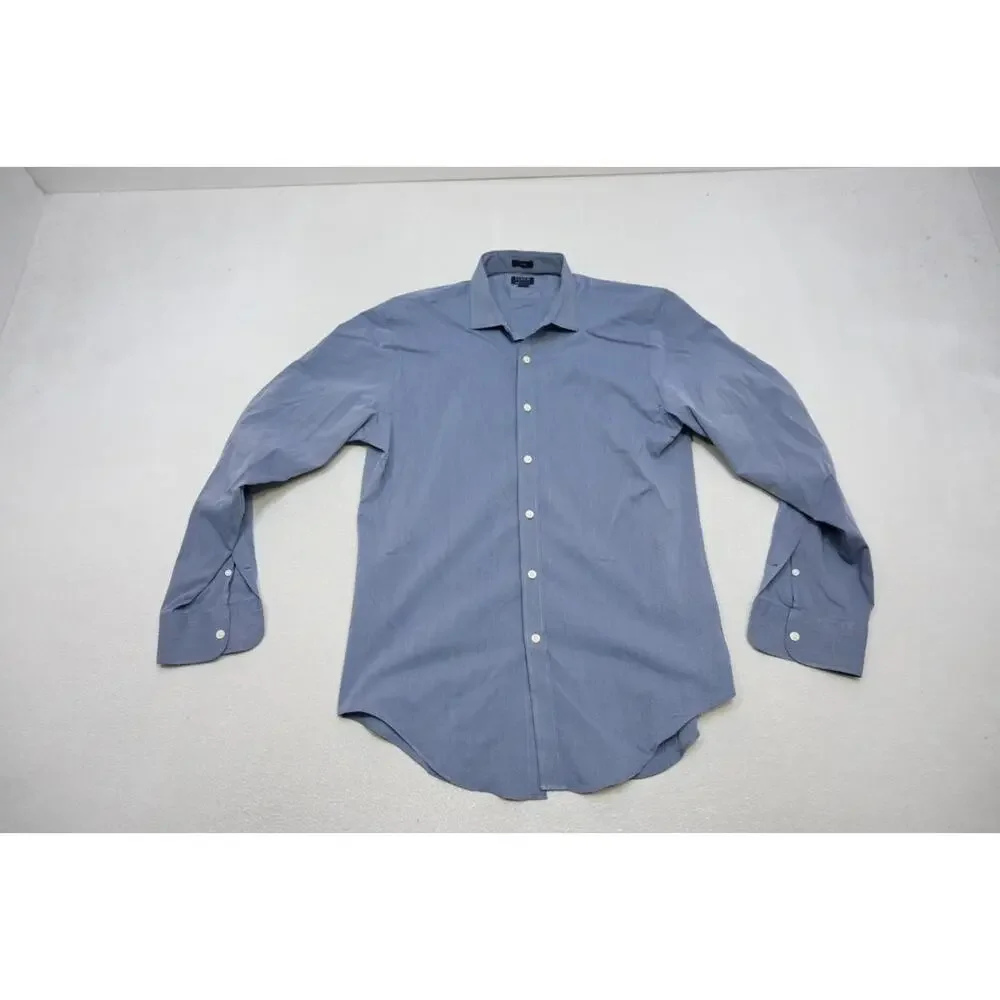 J Crew Dress Shirt Slim‎ Chambray Blue Performance Long Sleeve Mens Size Large
